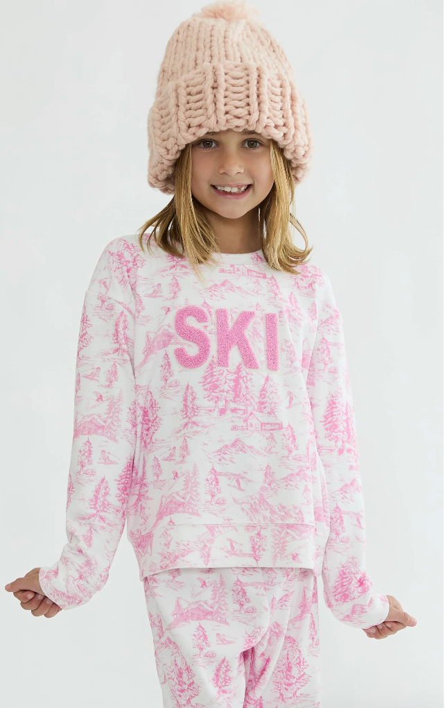 Little Cassia Top Ski Pink Toile