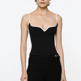 Heart Singlet Top- Black & White