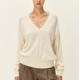 Rowan Lace Trim V-Neck Sweater