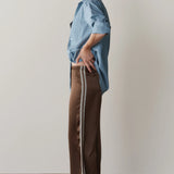 The Silk Lace Stripe Crop Pant
