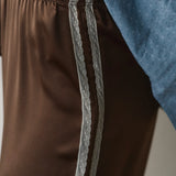 The Silk Lace Stripe Crop Pant