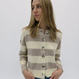 Nina Striped Crew Neck Cardigan