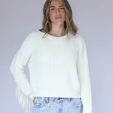 Carly Fringe Sleeve Crew
