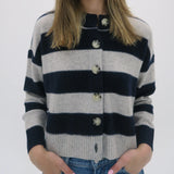 Nina Striped Crew Neck Cardigan
