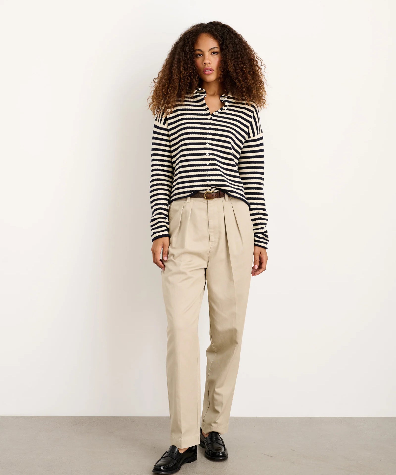 Taylor Striped Cardigan in Cotton Cashmere