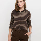 Taylor Striped Cardigan in Cotton Cashmere