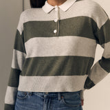 Cotton Cashmere Polo Rugby Stripe